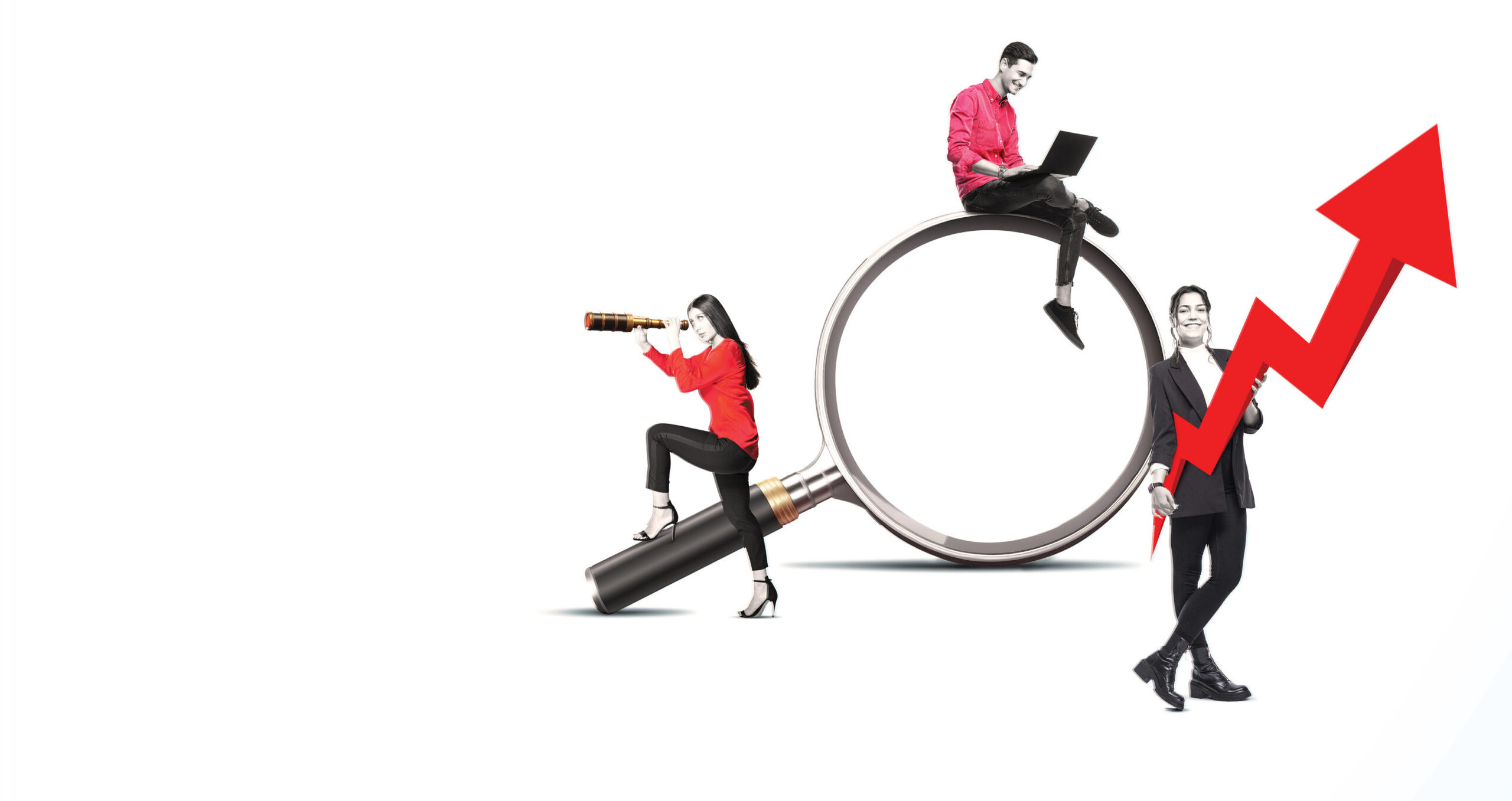 People on a magnifying glass